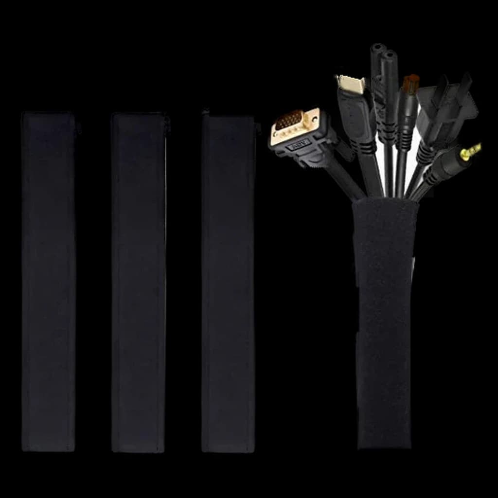 JOTO 4 Pack Cable Management Sleeve, 19-20 Inch Cord Organizer with Zipper, Black