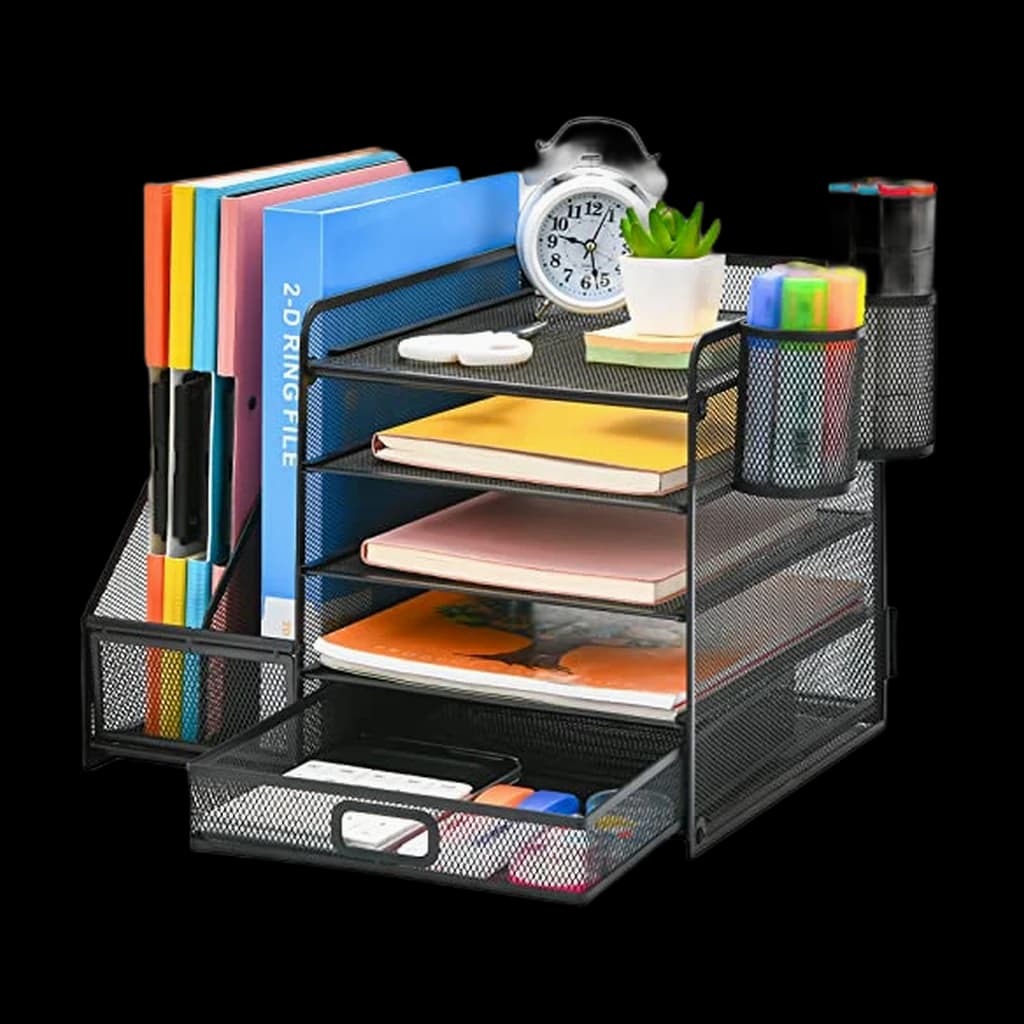 Marbrasse 5-Tier Mesh Desk Organizer with Drawer
