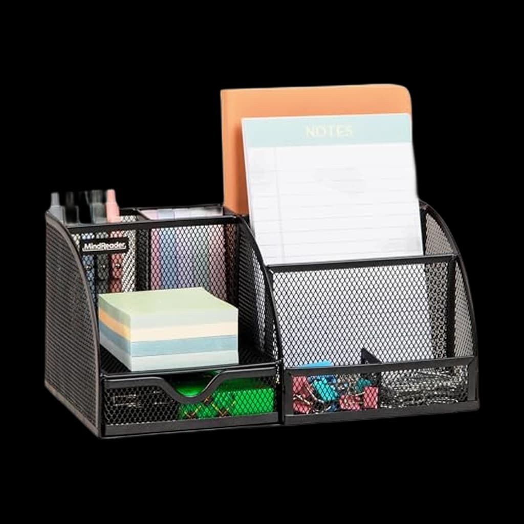 Mind Reader 7-Compartment Metal Mesh Desktop Organizer