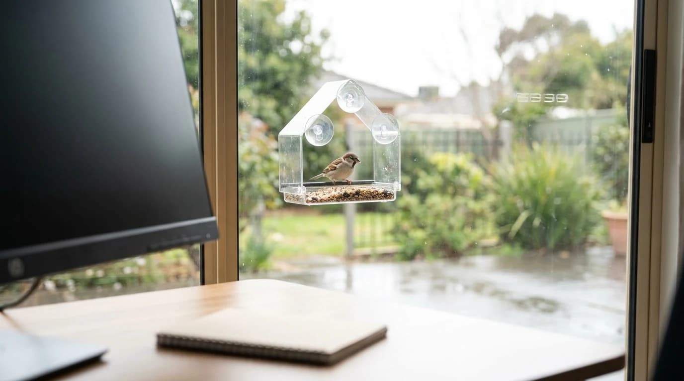 Window Bird Feeders for the Home Office: A Screen Break That Isn't Another Screen