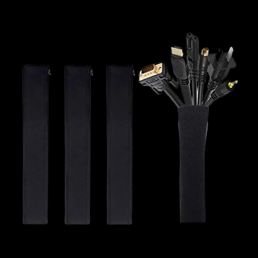 JOTO 4 Pack Cable Management Sleeve, 19-20 Inch Cord Organizer with Zipper, Black