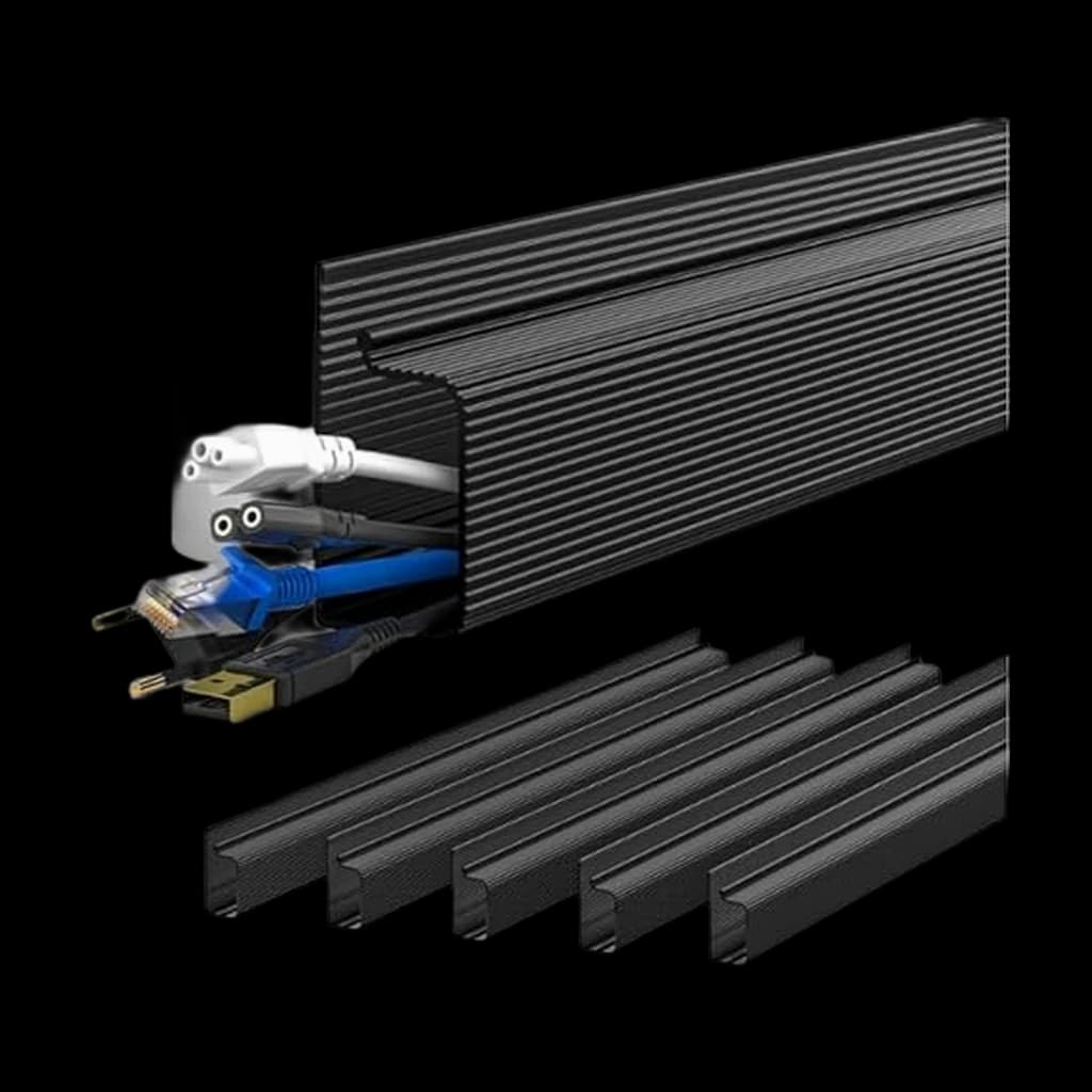 YECAYE 6x15.7in Cable Management Under Desk J Channel Raceway, Black