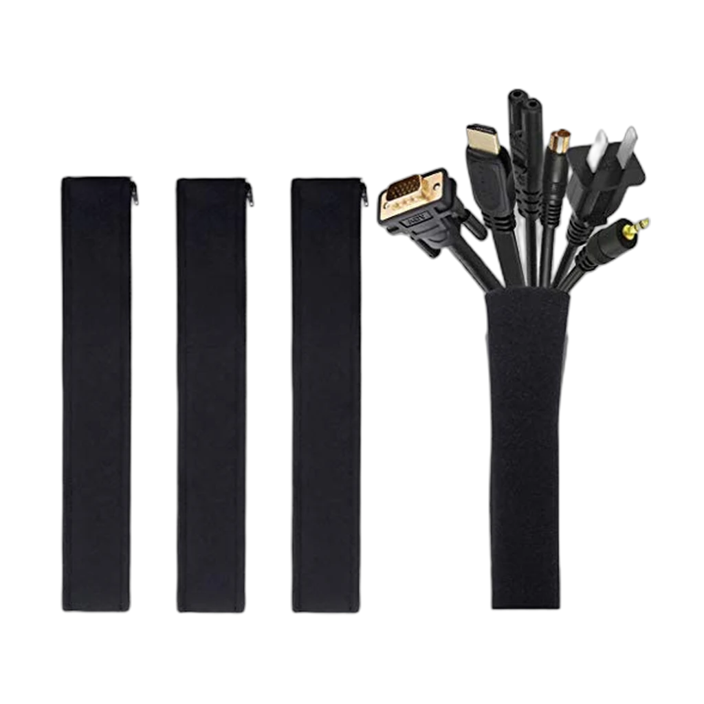 JOTO 4 Pack Cable Management Sleeve, 19-20 Inch Cord Organizer with Zipper, Black