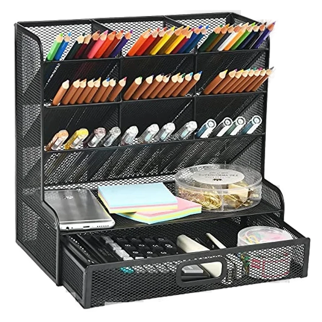Marbrasse Mesh Pen Holder with Drawer