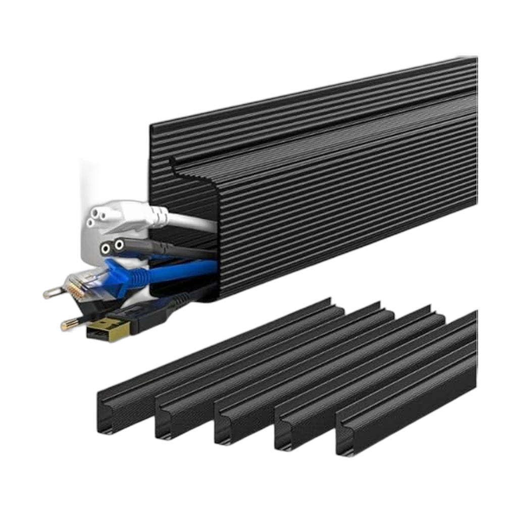 YECAYE 6x15.7in Cable Management Under Desk J Channel Raceway, Black